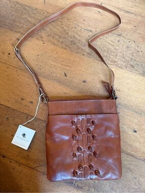 Noonday Collection Tan Woven-Accent Leather Crossbody Bag